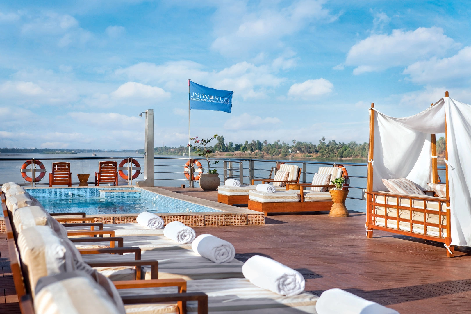 Sun deck of the MS Tosca Nile Cruise Nile cruise